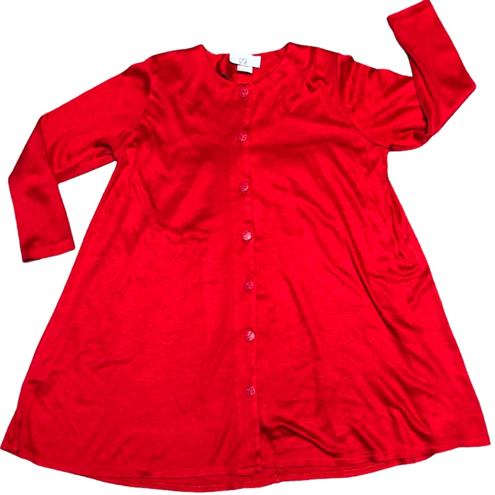 🧡 3/$25 - Vintage Red Button Down Dress. Pleated.